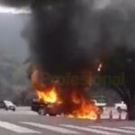 Incendio en la Virgen del Cerro en Salta: un auto se prendió fuego debajo de un árbol